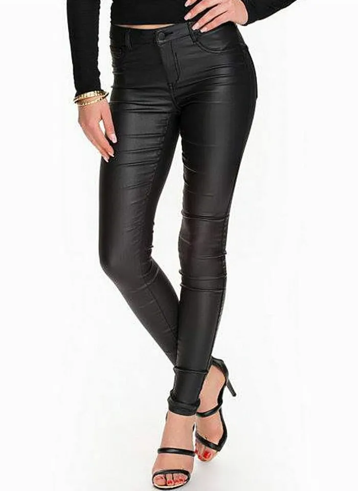 Vila Bestsellertopbroek Van - Vicommit Leatherlook black coated Best Sale