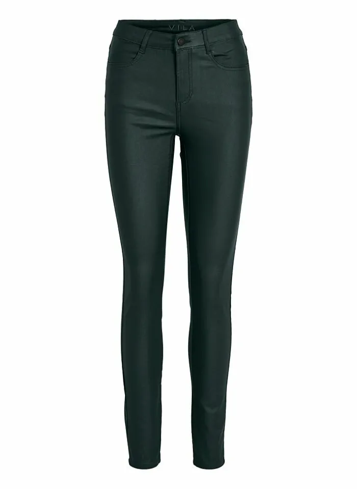 Vila Bestsellertopbroek Van - Vicommit Leatherlook black coated Best Sale