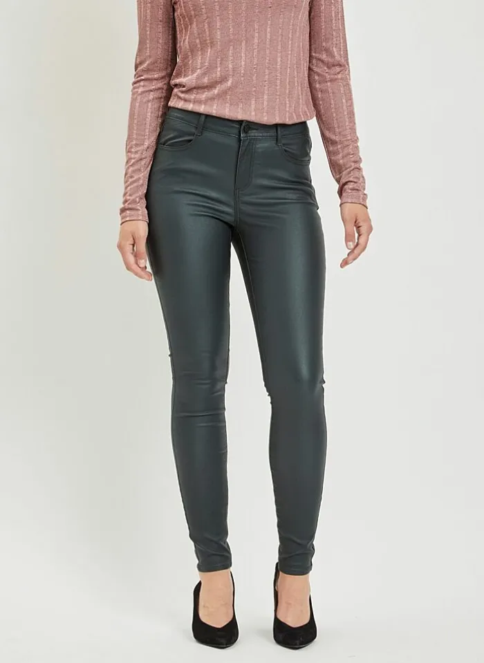Vila Bestsellertopbroek Van - Vicommit Leatherlook black coated Best Sale