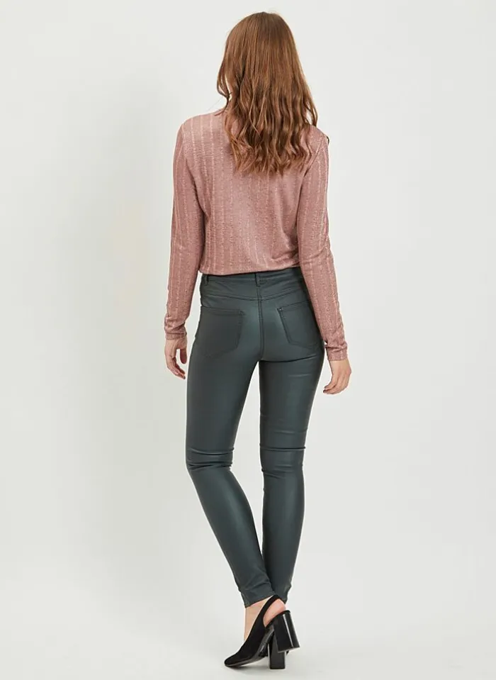 Vila Bestsellertopbroek Van - Vicommit Leatherlook black coated Best Sale