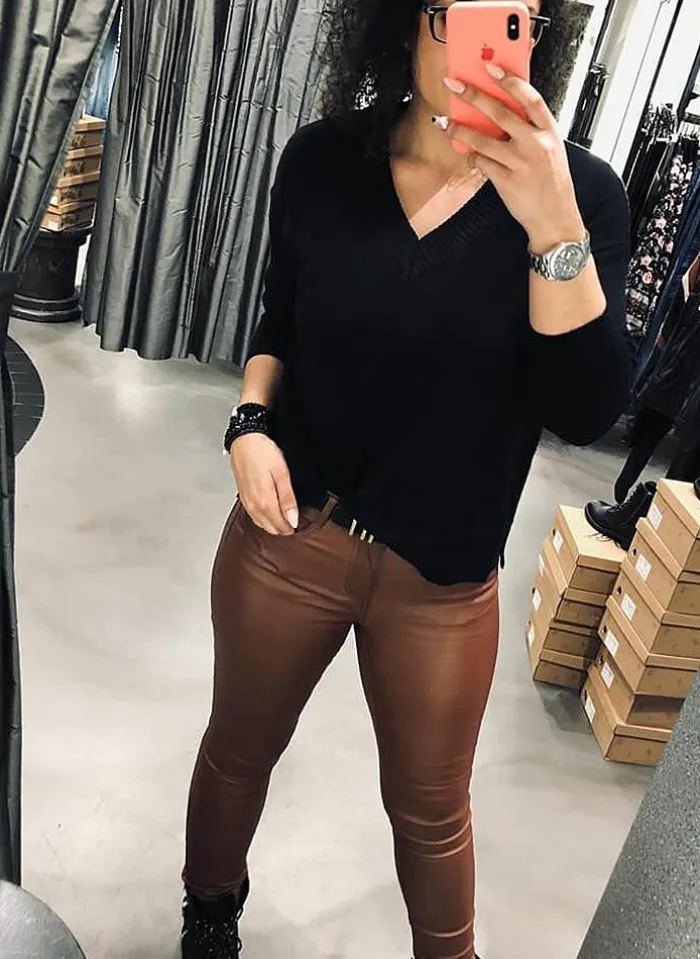 Vila Bestsellertopbroek Van - Vicommit Leatherlook black coated Best Sale