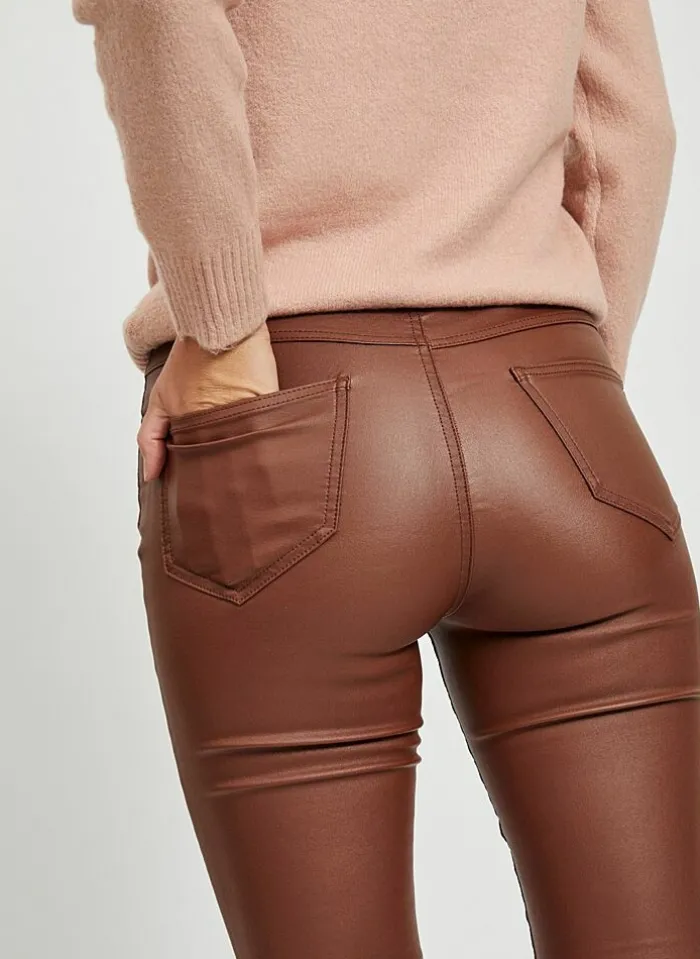 Vila Bestsellertopbroek Van - Vicommit Leatherlook black coated Best Sale