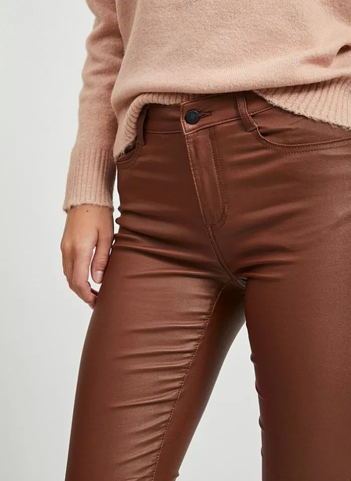 Vila Bestsellertopbroek Van - Vicommit Leatherlook black coated Best Sale
