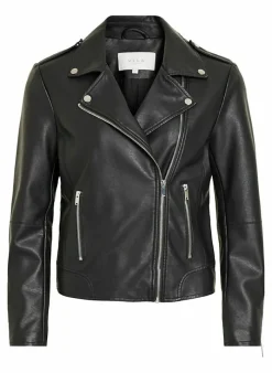 Vila Faux Leather Jacket Van - Cara black Clearance