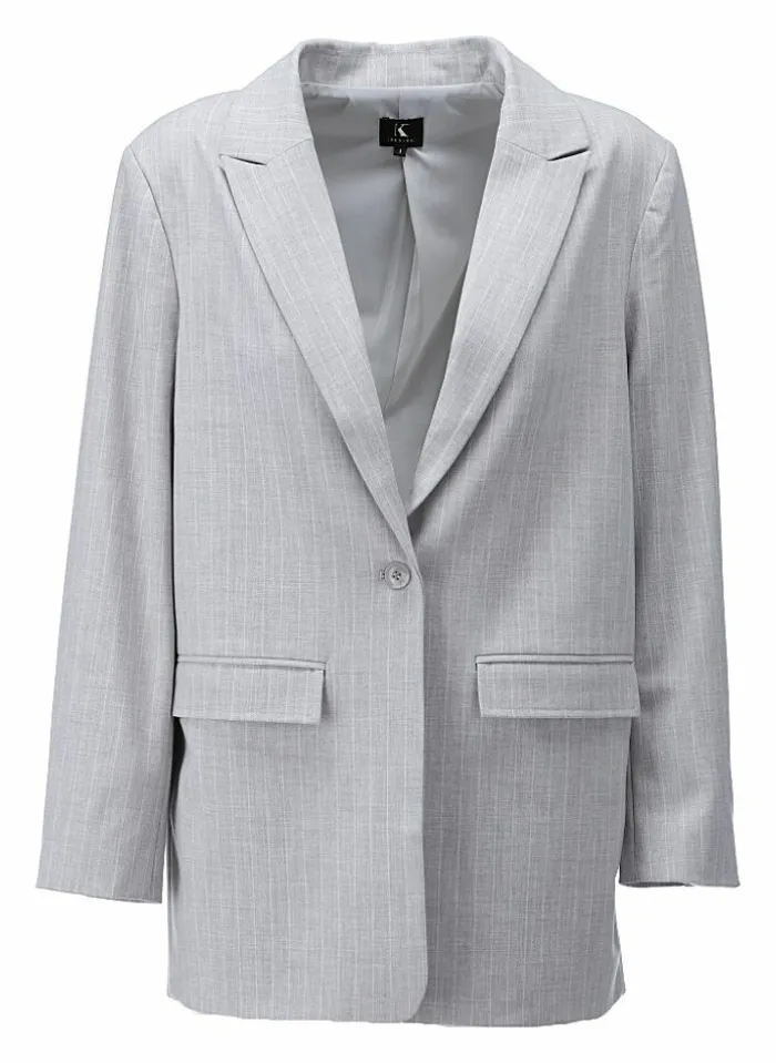K-design Blazer Met Krijtstreepjesx650 Grijs Hot
