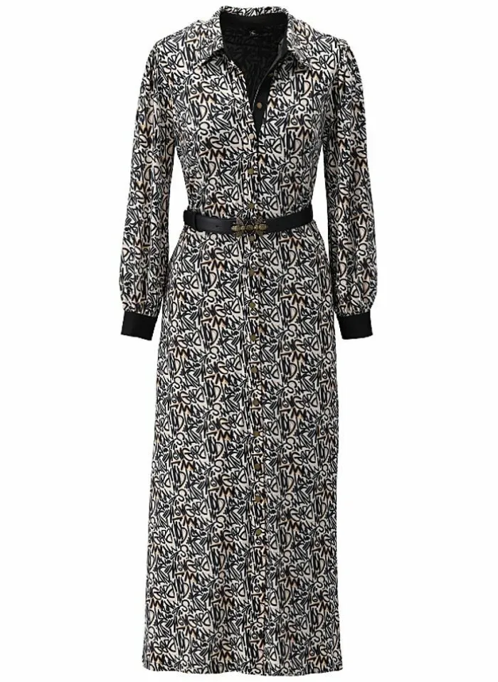 K-design Kleed X131 Maxi Jurk Met Tekst Print En Riem (Geleverd) p629 Cheap