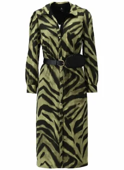 K-design Kleed X317 Midi Jurk Met Print En Riem + Heuptasje (Geleverd) p666 Best Sale