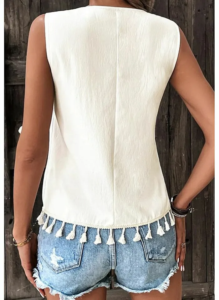 Musthaves Top Tassel Geo Light Apricot Clearance
