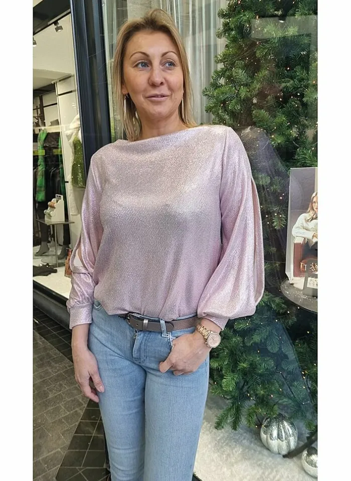 Terra di siena Pull Van Terra Di Sienna Precious (Open Armen) roos/glitter Flash Sale