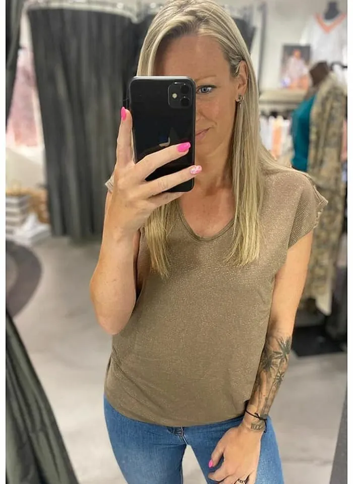Pieces T-Shirt Van - Pcbillo Noos (Lurex Lijntjes) Bestseller! Reflecting pond Cheap