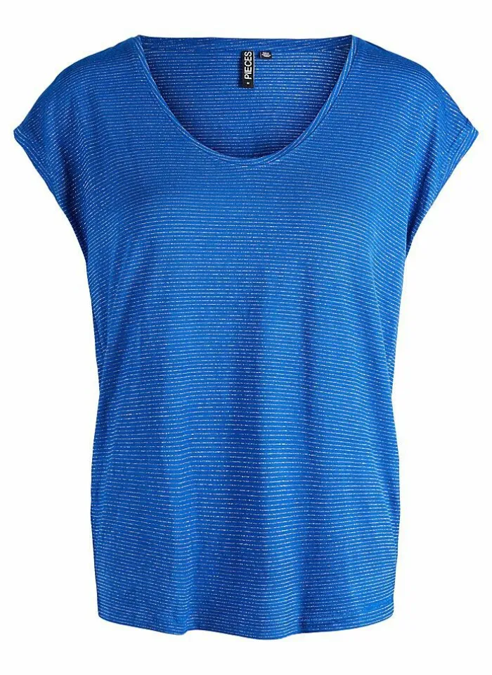 Pieces T-Shirt Van - Pcbillo Noos (Lurex Lijntjes) Bestseller! Reflecting pond Cheap