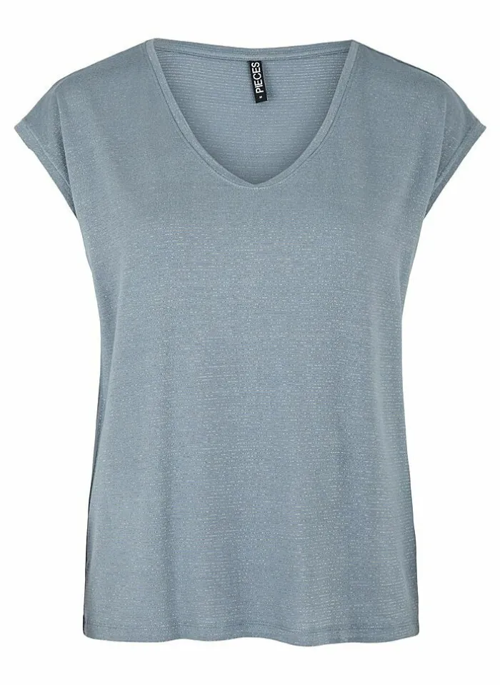Pieces T-Shirt Van - Pcbillo Noos (Lurex Lijntjes) Bestseller! Reflecting pond Cheap