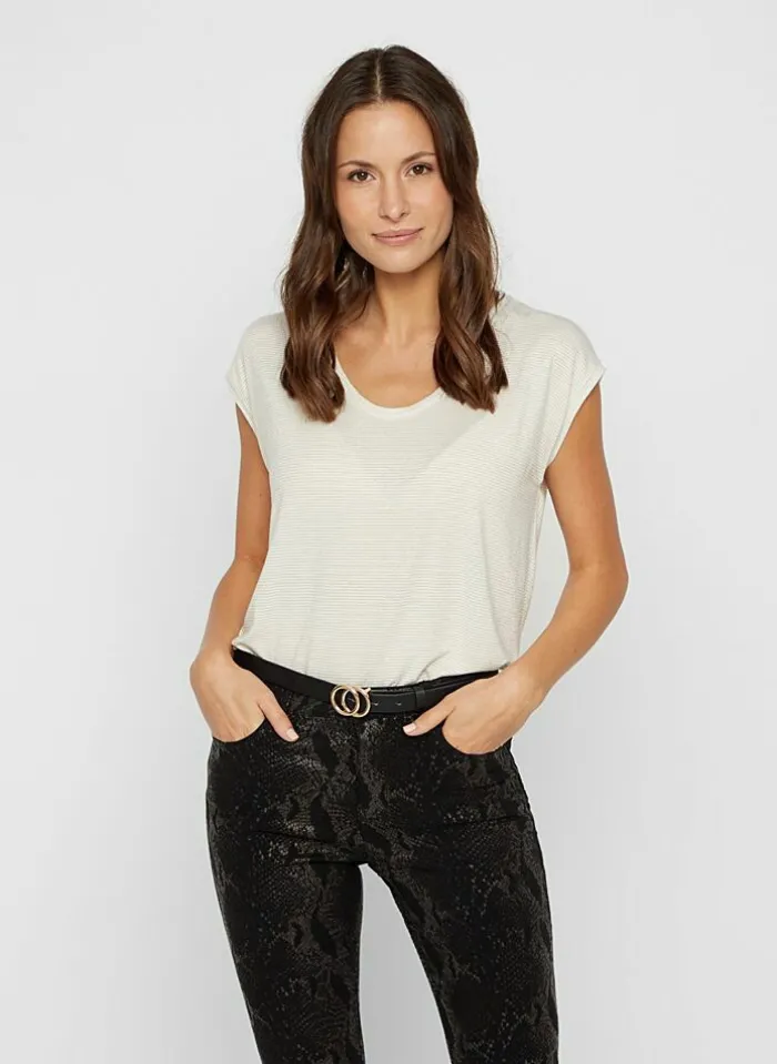 Pieces T-Shirt Van - Pcbillo Noos (Lurex Lijntjes) Bestseller! Reflecting pond Cheap