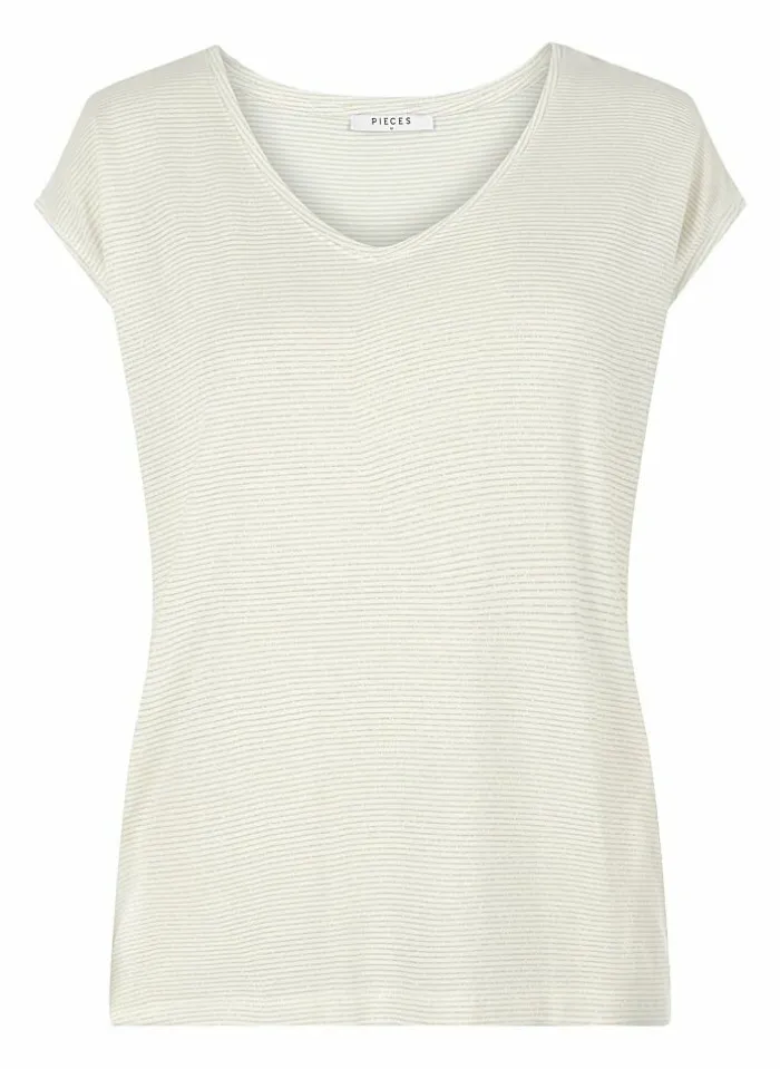 Pieces T-Shirt Van - Pcbillo Noos (Lurex Lijntjes) Bestseller! Reflecting pond Cheap