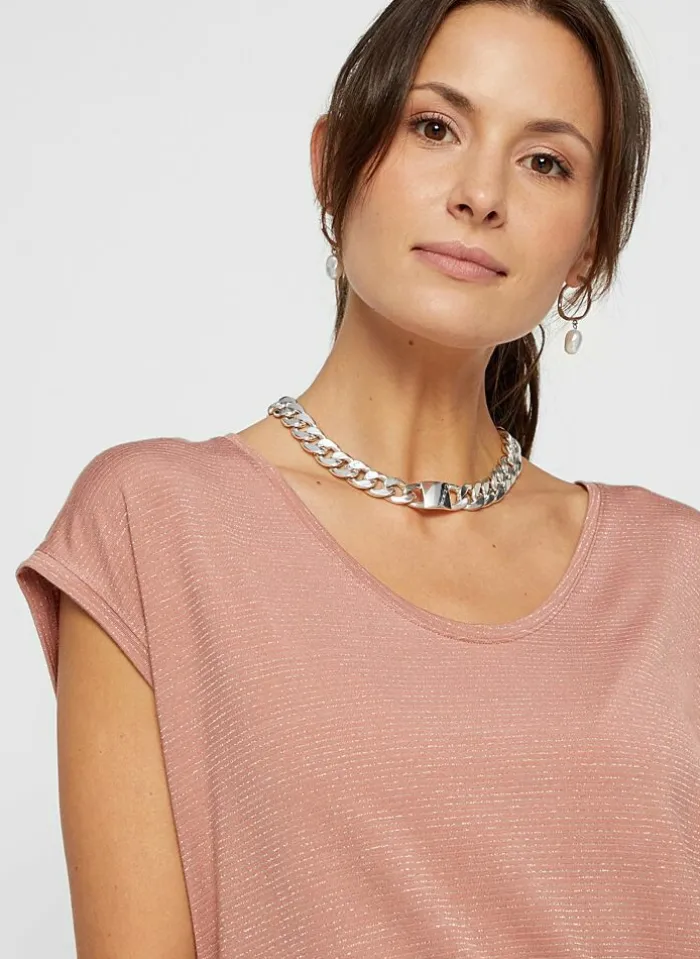 Pieces T-Shirt Van - Pcbillo Noos (Lurex Lijntjes) Bestseller! Reflecting pond Cheap