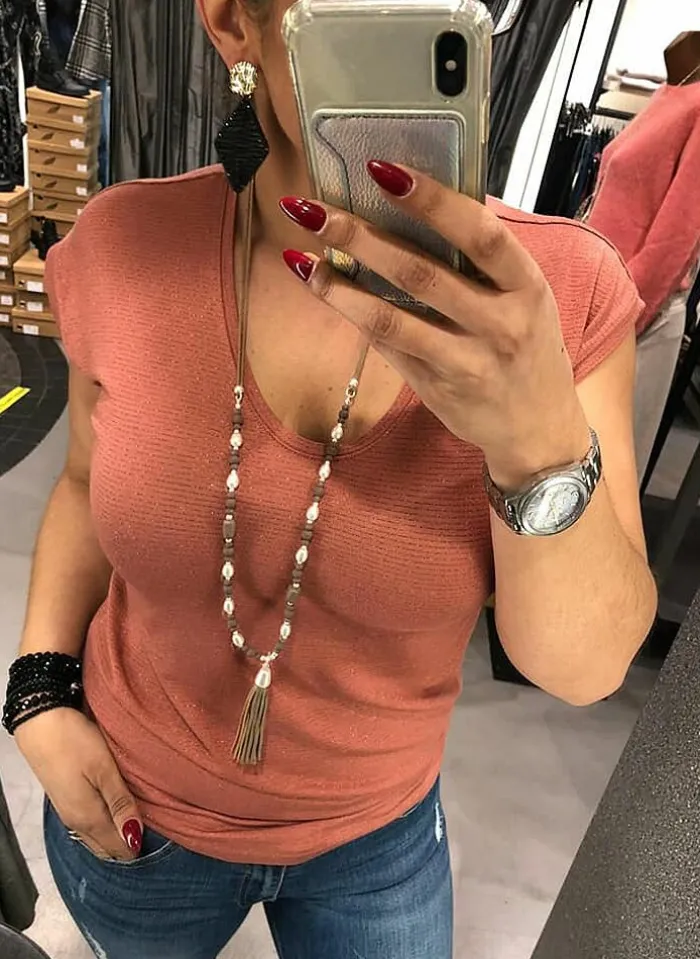 Pieces T-Shirt Van - Pcbillo Noos (Lurex Lijntjes) Bestseller! Reflecting pond Cheap