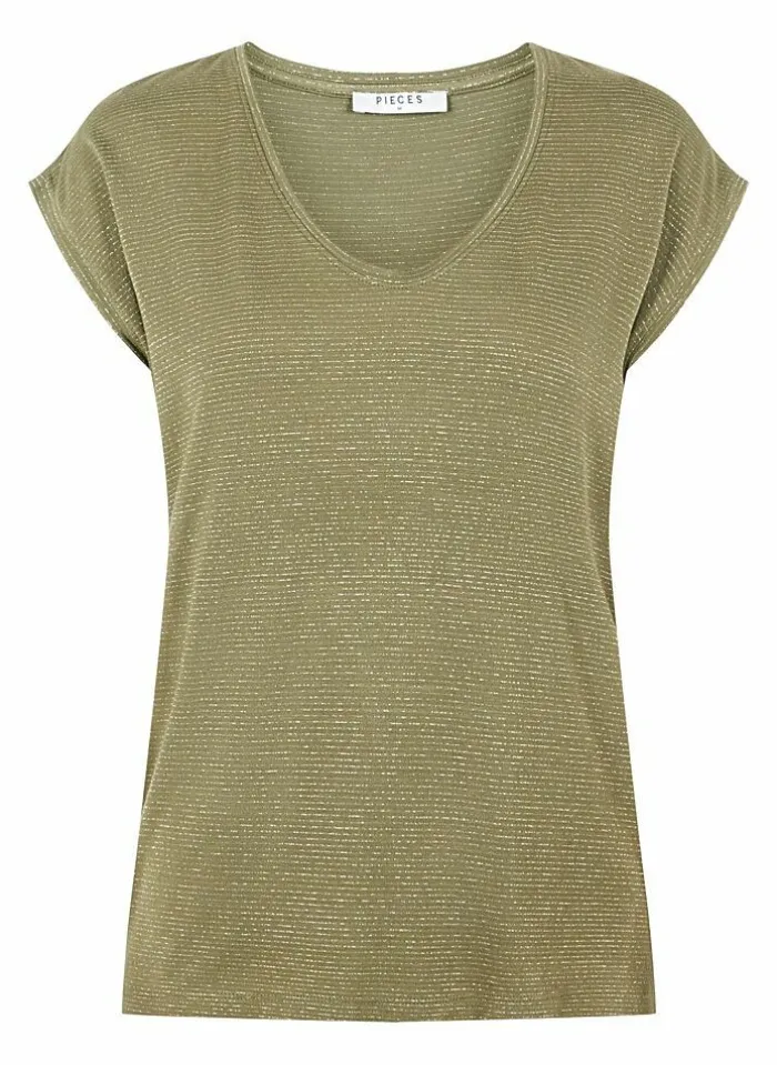 Pieces T-Shirt Van - Pcbillo Noos (Lurex Lijntjes) Bestseller! Reflecting pond Cheap