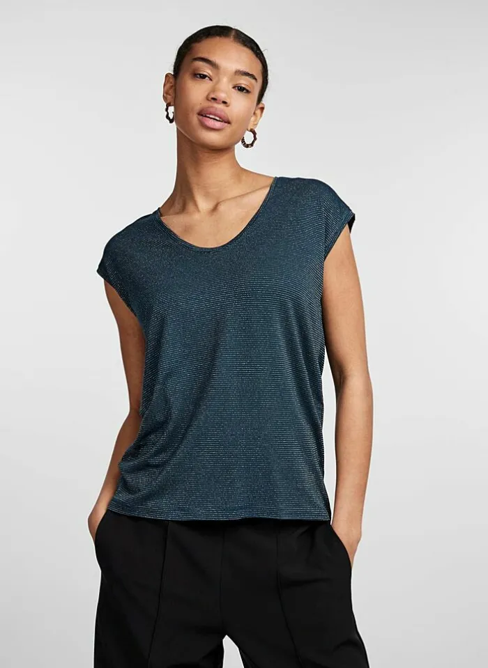 Pieces T-Shirt Van - Pcbillo Noos (Lurex Lijntjes) Bestseller! Reflecting pond Cheap