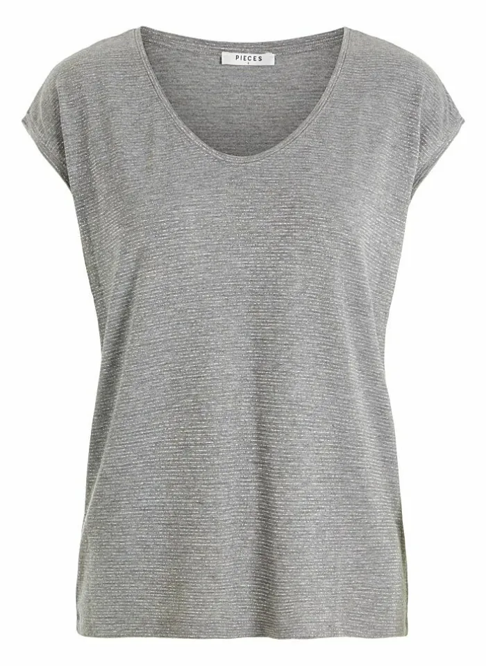Pieces T-Shirt Van - Pcbillo Noos (Lurex Lijntjes) Bestseller! Reflecting pond Cheap