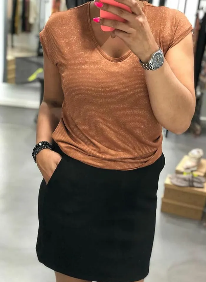 Pieces T-Shirt Van - Pcbillo Noos (Lurex Lijntjes) Bestseller! Reflecting pond Cheap