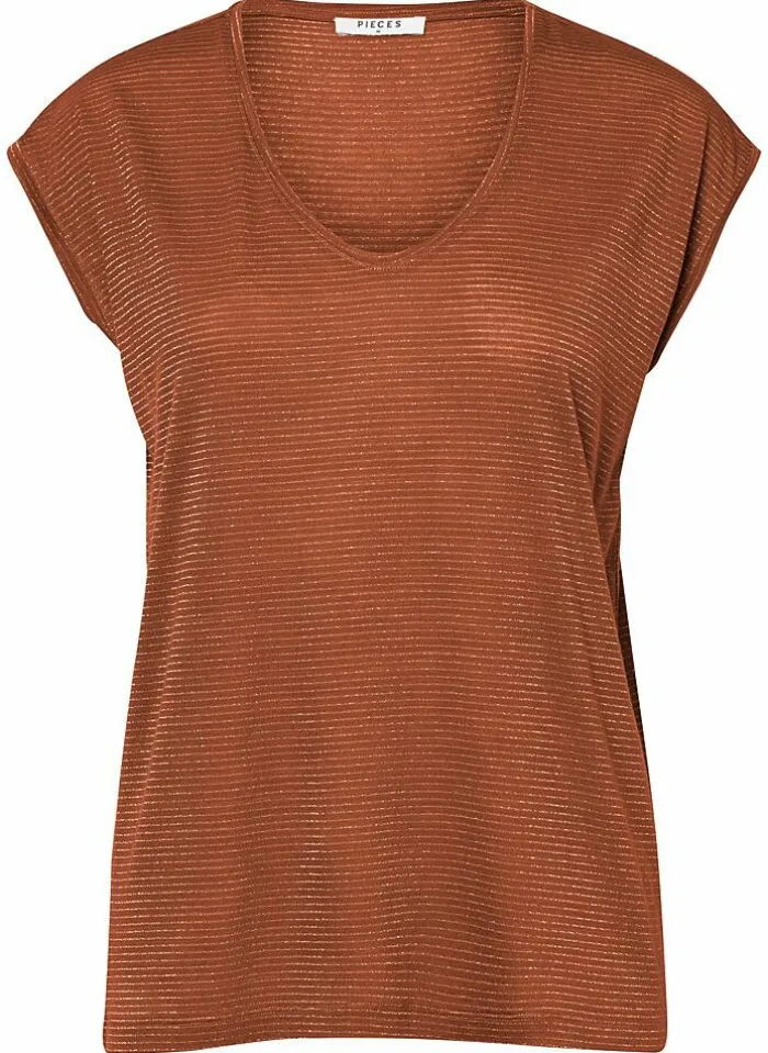 Pieces T-Shirt Van - Pcbillo Noos (Lurex Lijntjes) Bestseller! Reflecting pond Cheap