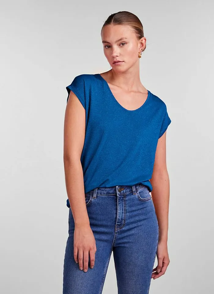 Pieces T-Shirt Van - Pcbillo Noos (Lurex Lijntjes) Bestseller! Reflecting pond Cheap