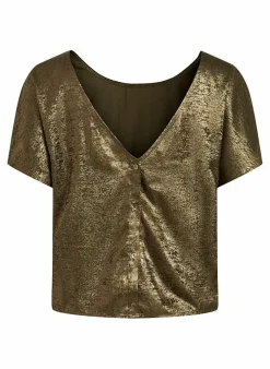 Vila T-Shirt Van - Metalla Olive AOP metal Clearance