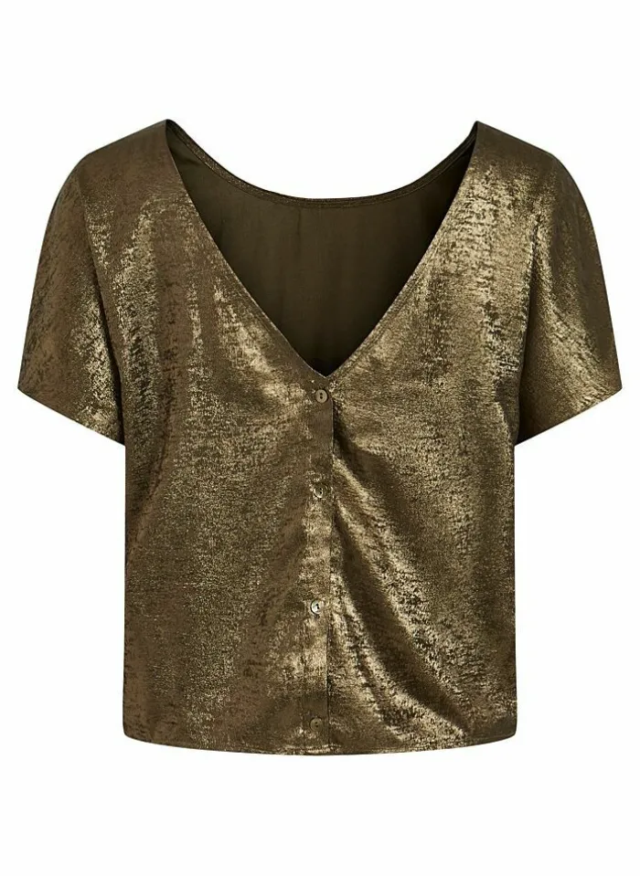 Vila T-Shirt Van - Metalla Olive AOP metal Clearance