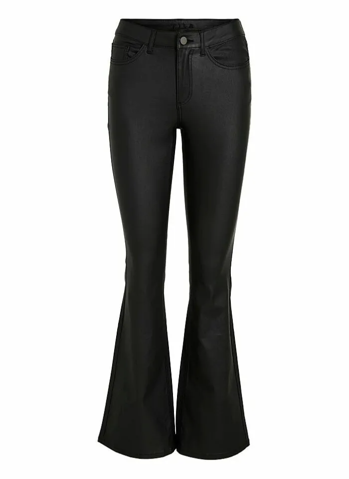 Vila Leatherlook Flare (Noos) zwart Shop