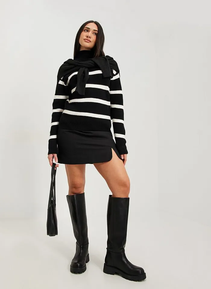 Vila Pull Ril Mockneck (Noos) zwart/wit Store